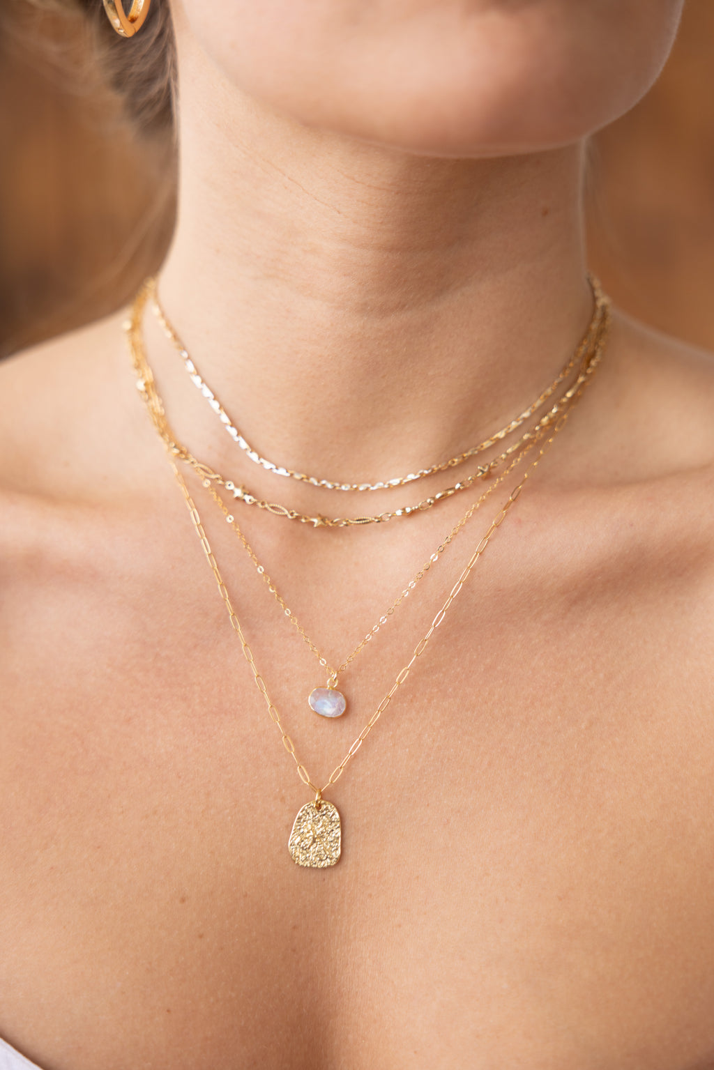 Petite Oval Necklace in Moonstone