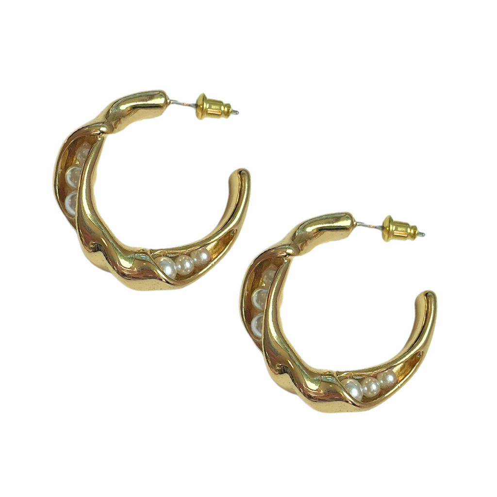 Twisted Pearl Hoops