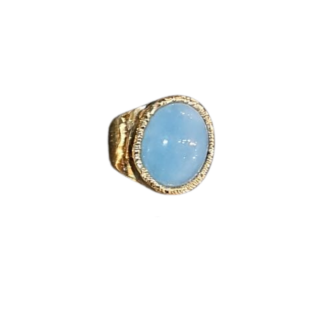 Blue Agate Oval Cocktail Ring