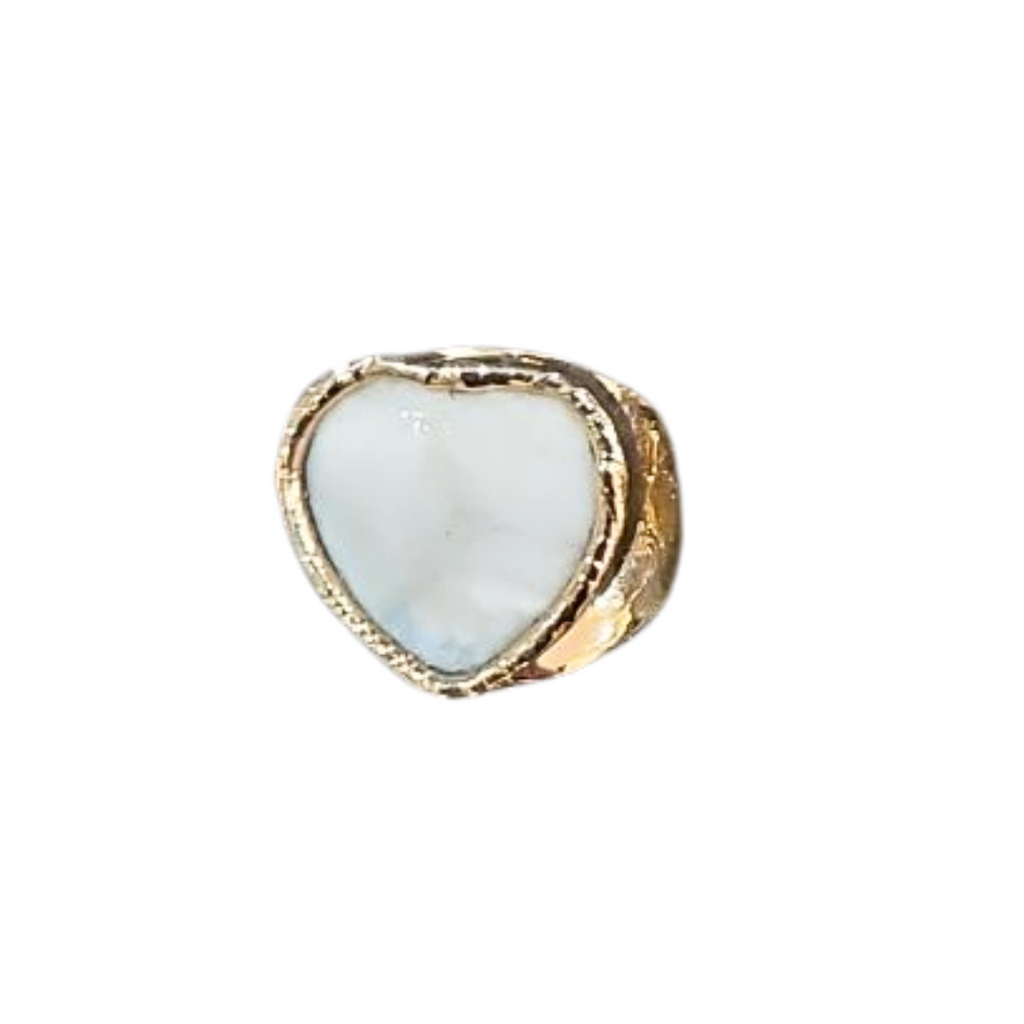 White Onyx Heart Cocktail Ring