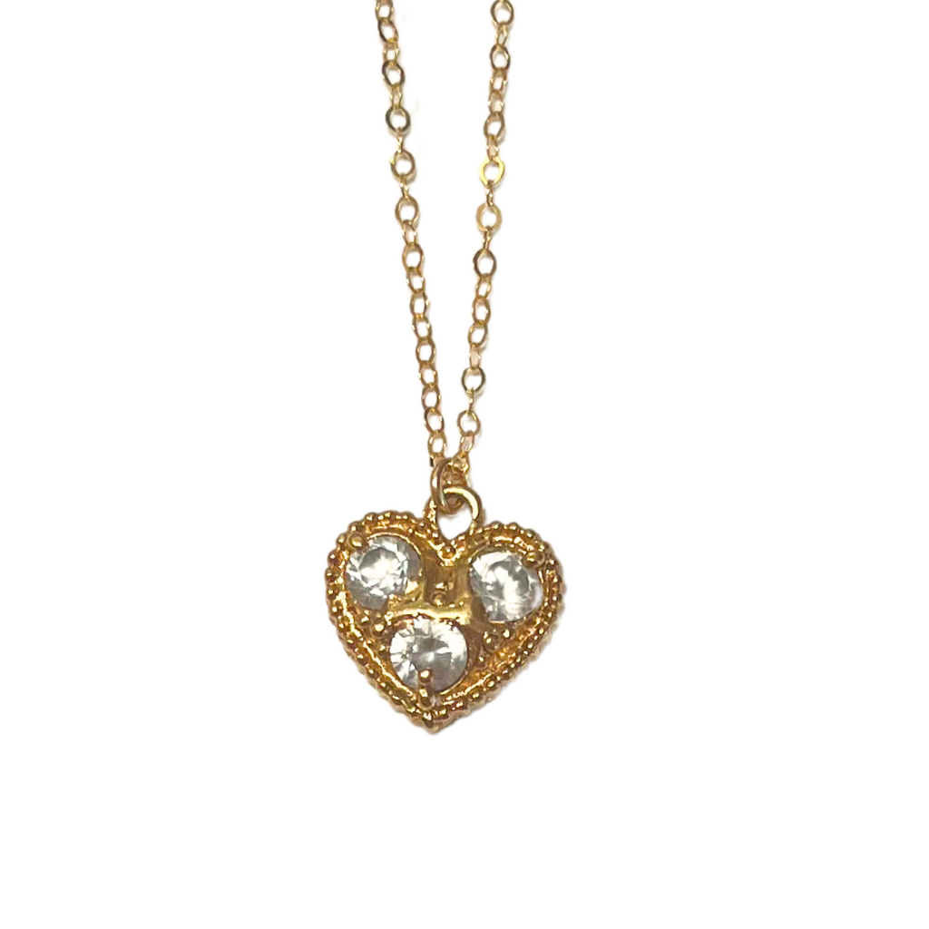 Rose Cut CZ Heart Necklace