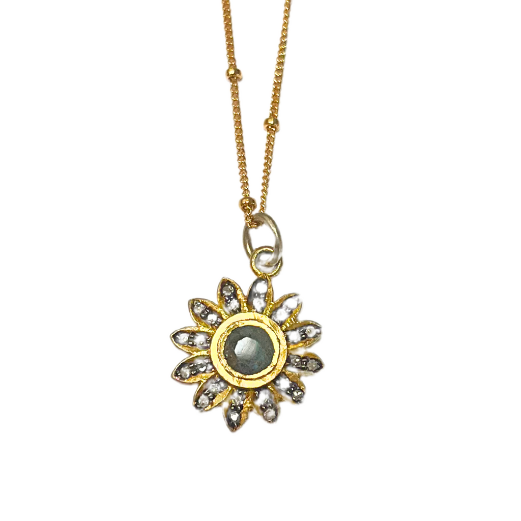 Diamond & Labradorite Sun Necklace