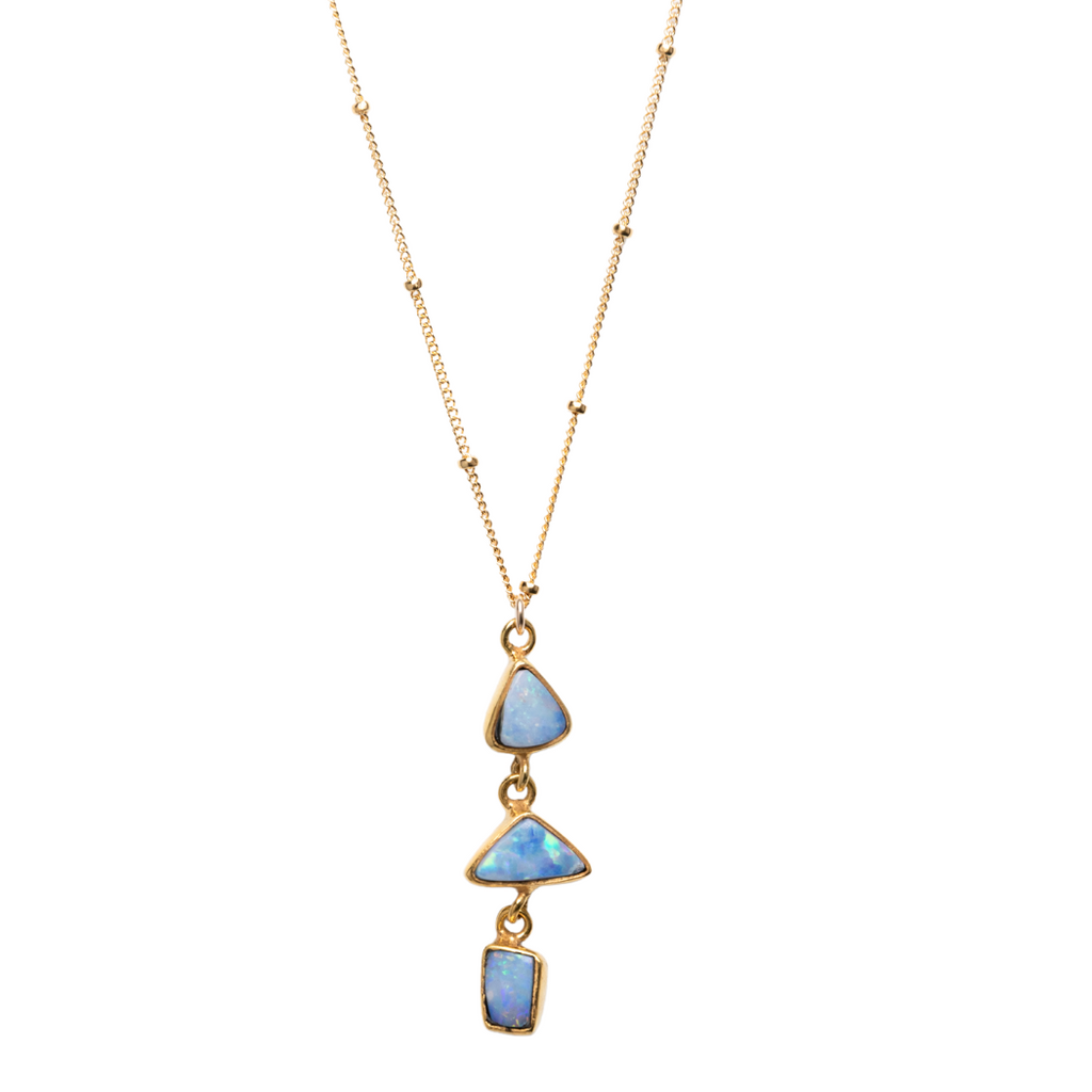 Blue Opal Trio Necklace