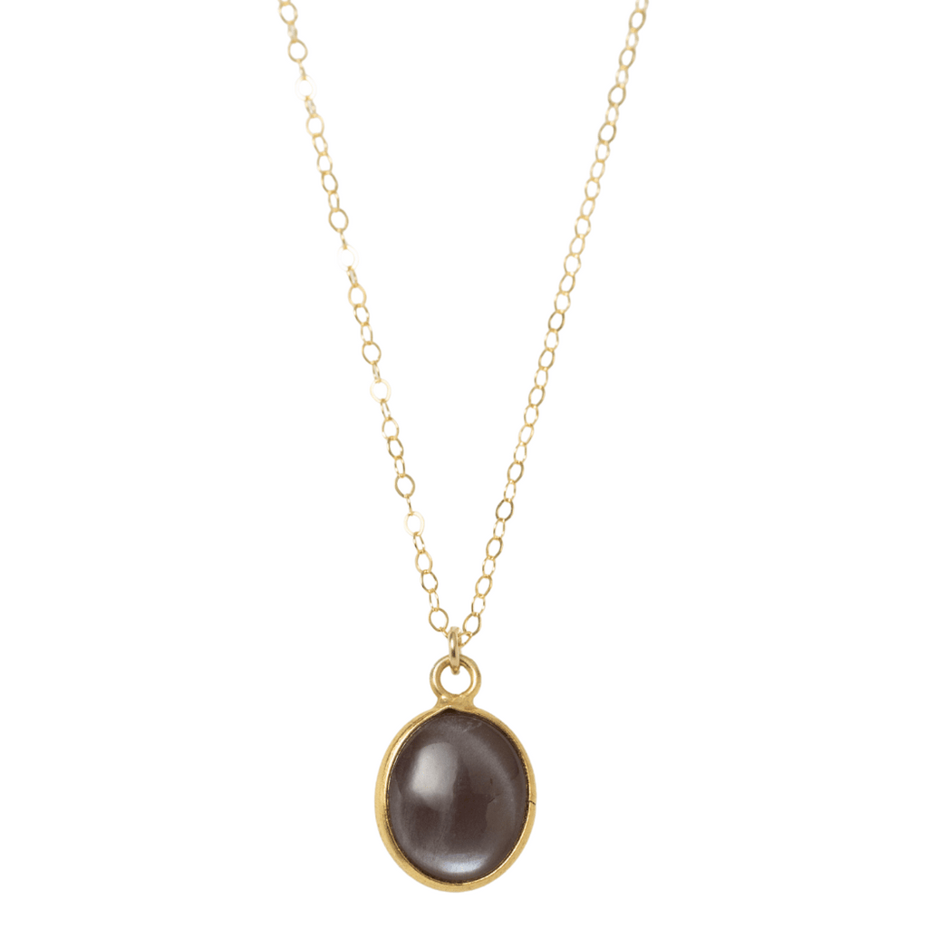 Chocolate Moonstone Oval Necklace