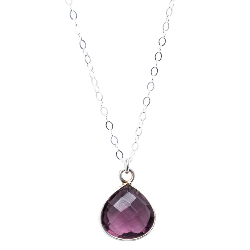 Teardrop Amethyst Necklace in Silver