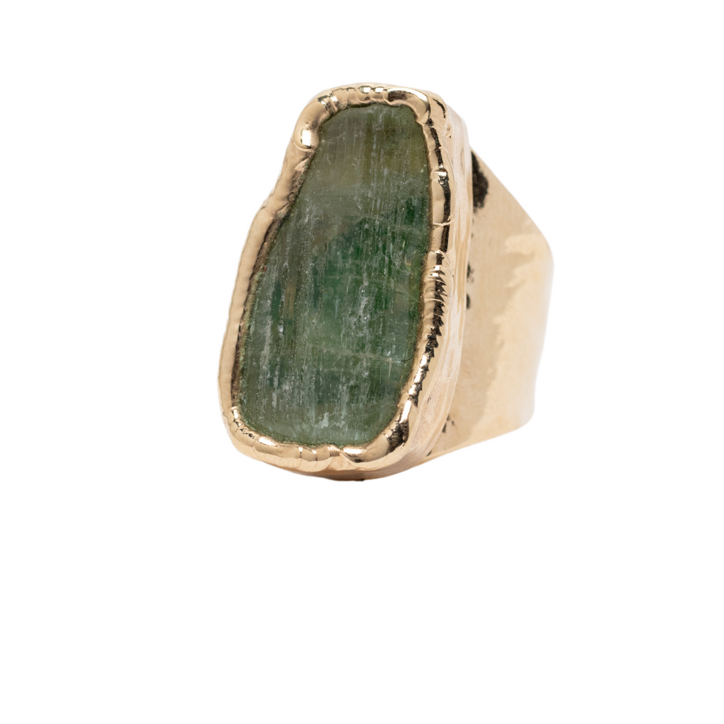 Green Tourmaline Rectangle Cocktail Ring