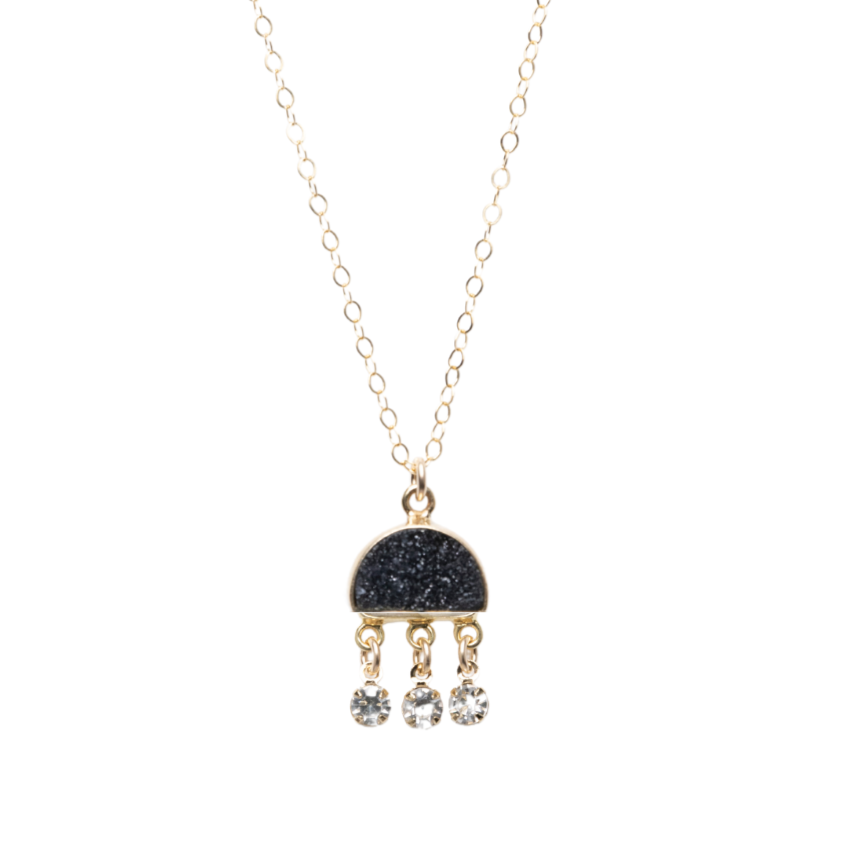 June Necklace in Black Druzy