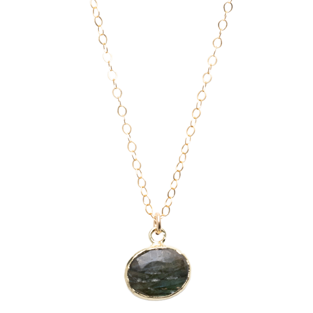 Petite Oval Necklace in Labradorite