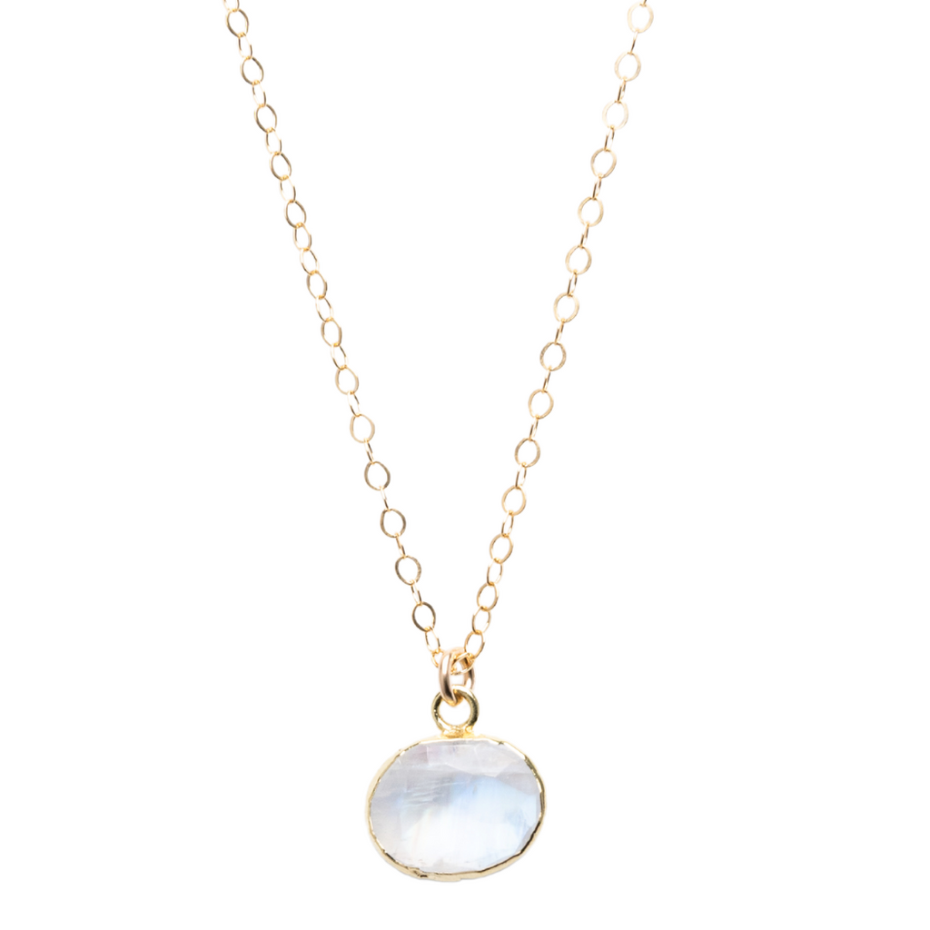 Petite Oval Necklace in Moonstone