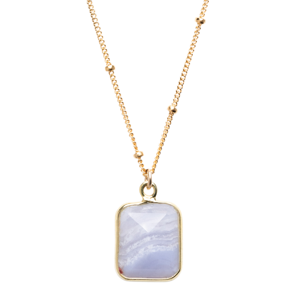 Rectangle Necklace in Blue Lace Agate