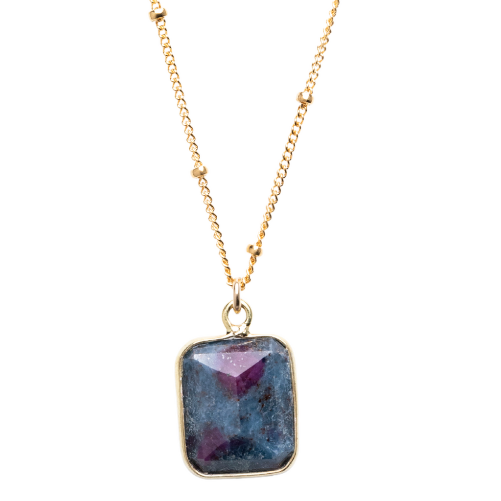 Rectangle Necklace in Ruby Zoisite