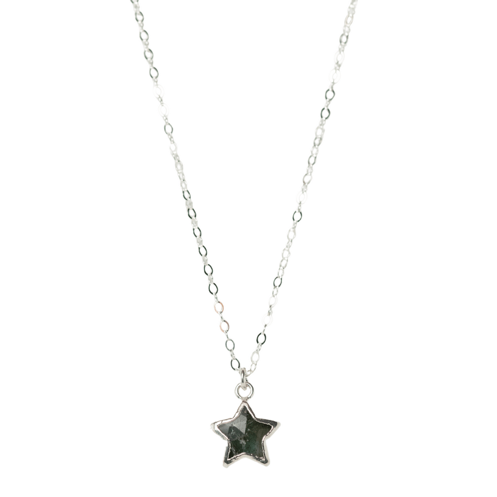 Silver Star Necklace in Labradorite