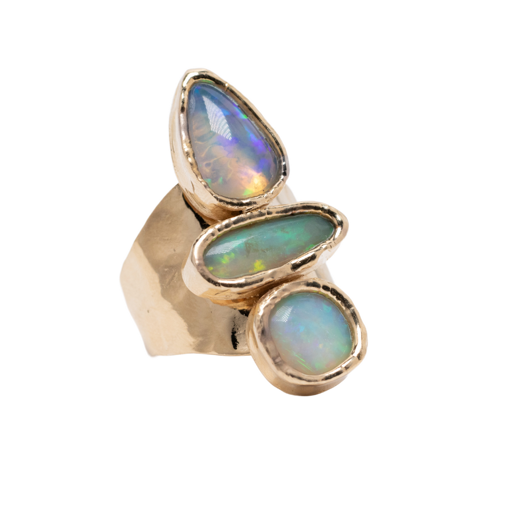 Triple Ethiopian Opal Cocktail Ring