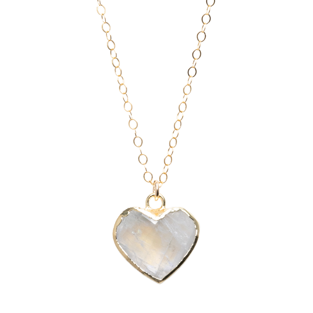 XOXO Heart Necklace in Moonstone