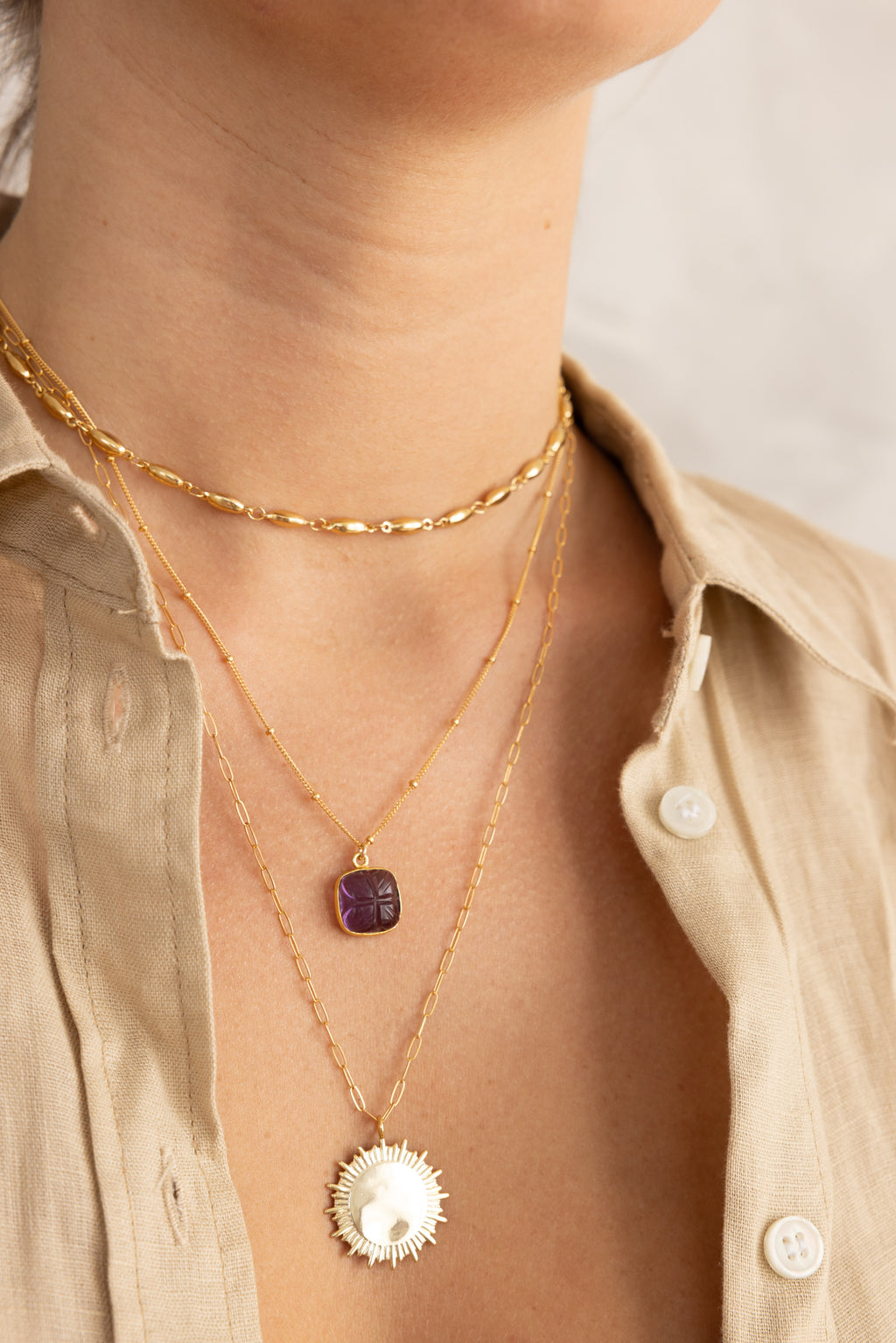 Etched Amethyst Necklace