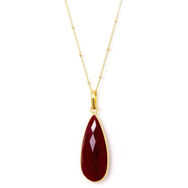 Pear Cut Pink Ruby Teardrop Pendant Necklace 10K Yellow Gold | eBay